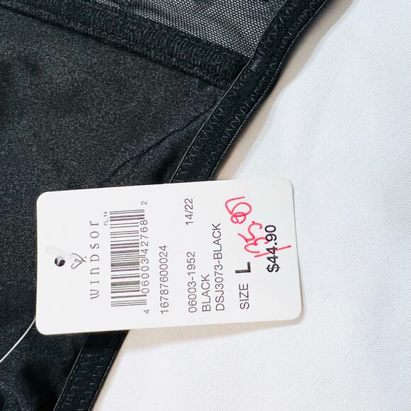 Windsor Halter Corset Top Large Black Spaghetti Strap Pearls Rhinestones New - Picture 12 of 12